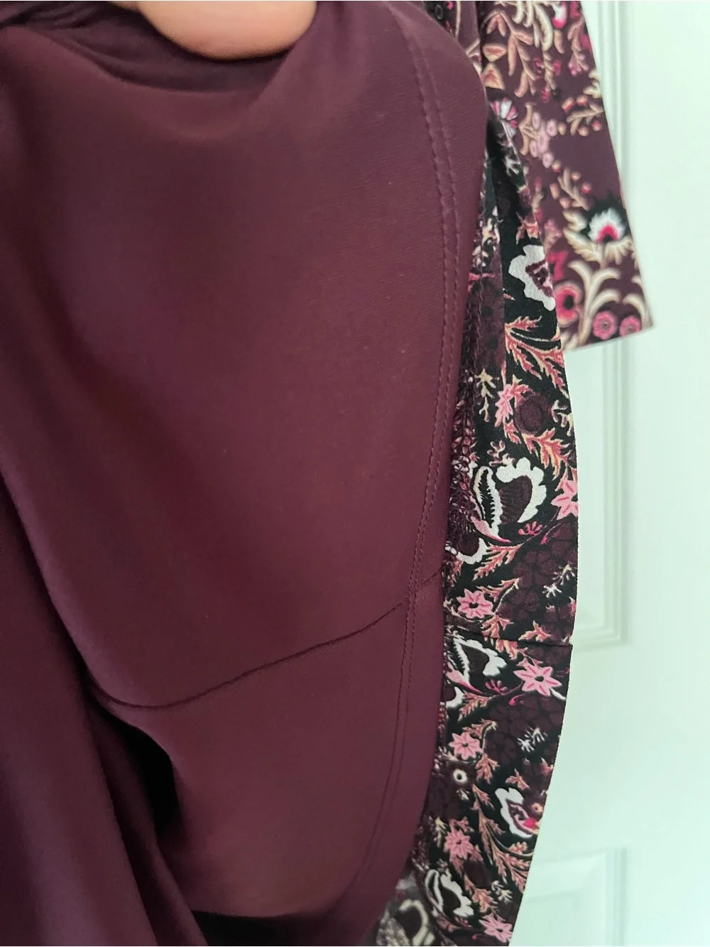 Vince Camuto Sz4 Burgundy Floral Stretch Shift Dress, Tulip Sleeves